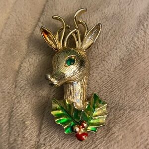 Vintage Gerry's Rudolph the Red-Nosed Reindeer brooch pin signature stamped #12